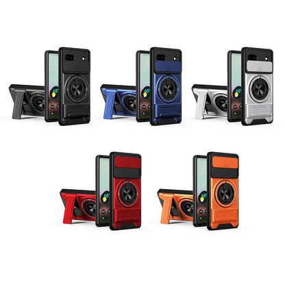 For Google Pixel 6a Lens Sliding Window Multifunctional Magnetic Shockproof Phone Case - Black - EDA009380004B