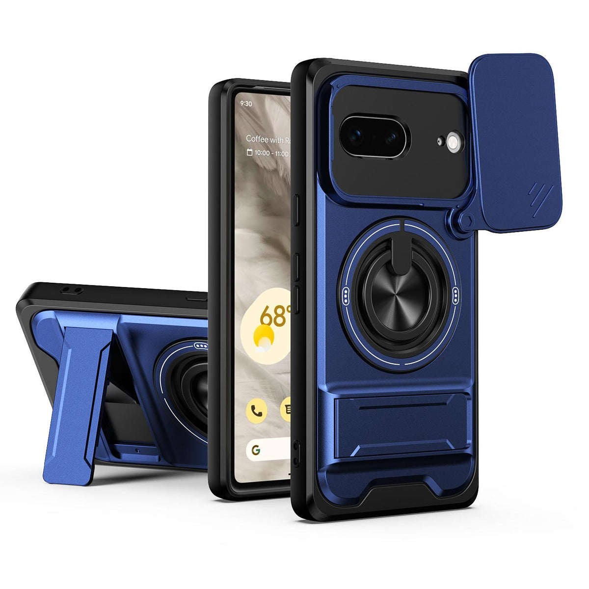 For Google Pixel 7 5G Lens Sliding Window Multifunctional Magnetic Shockproof Phone Case - Royal Blue - EDA009380005A