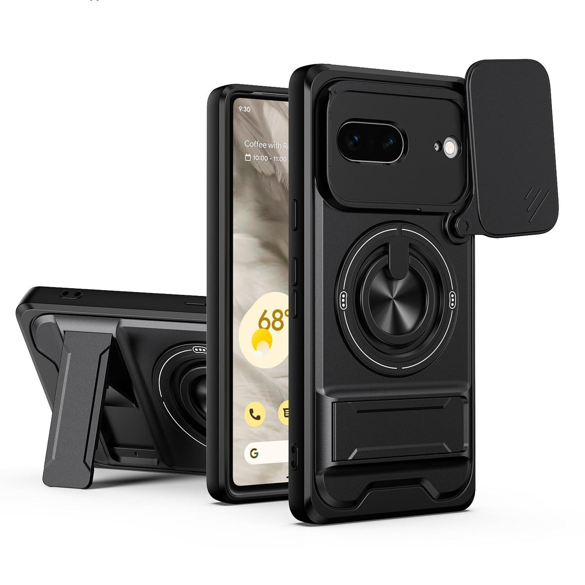 For Google Pixel 7 5G Lens Sliding Window Multifunctional Magnetic Shockproof Phone Case - Black - EDA009380005B