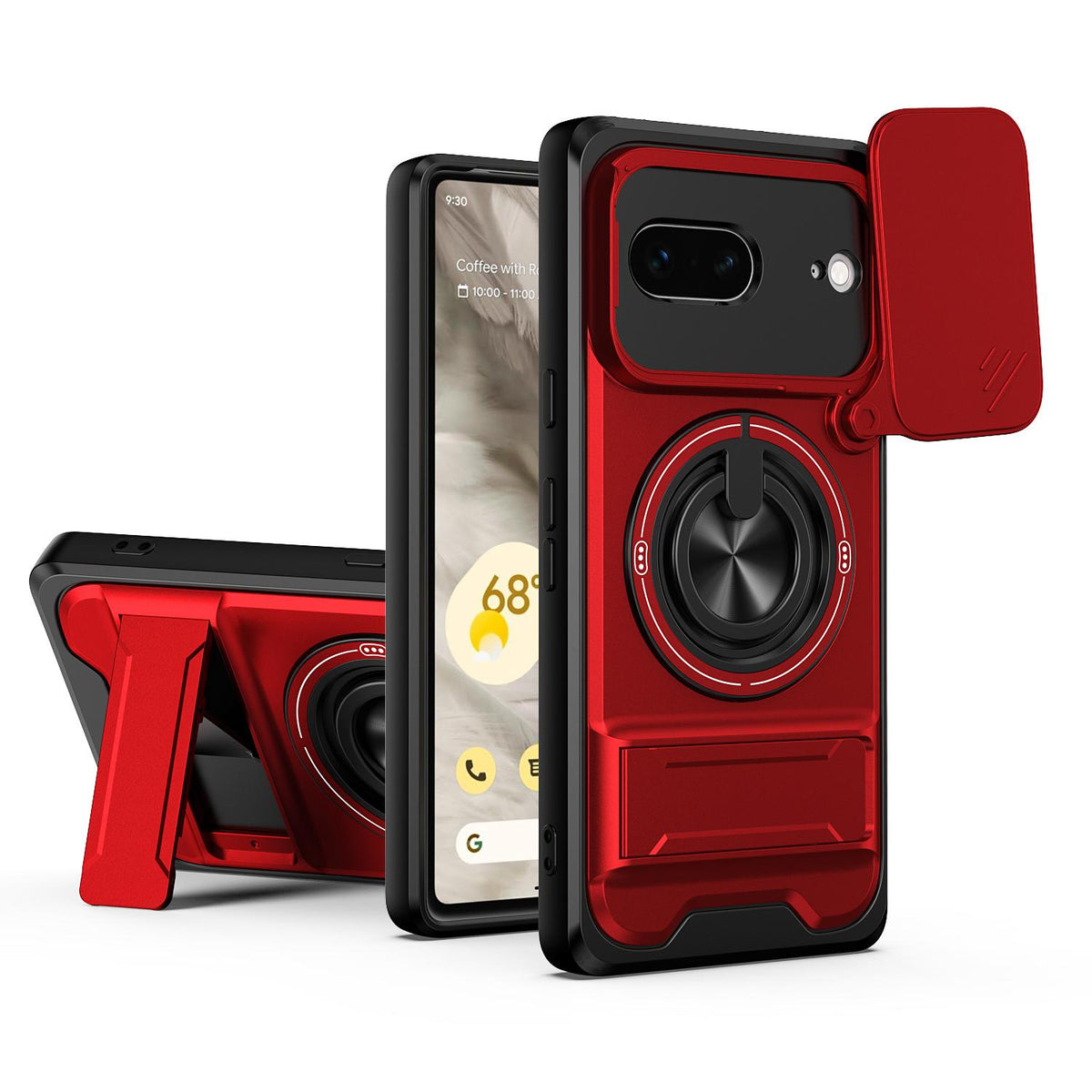 For Google Pixel 7 5G Lens Sliding Window Multifunctional Magnetic Shockproof Phone Case - Red - EDA009380005C