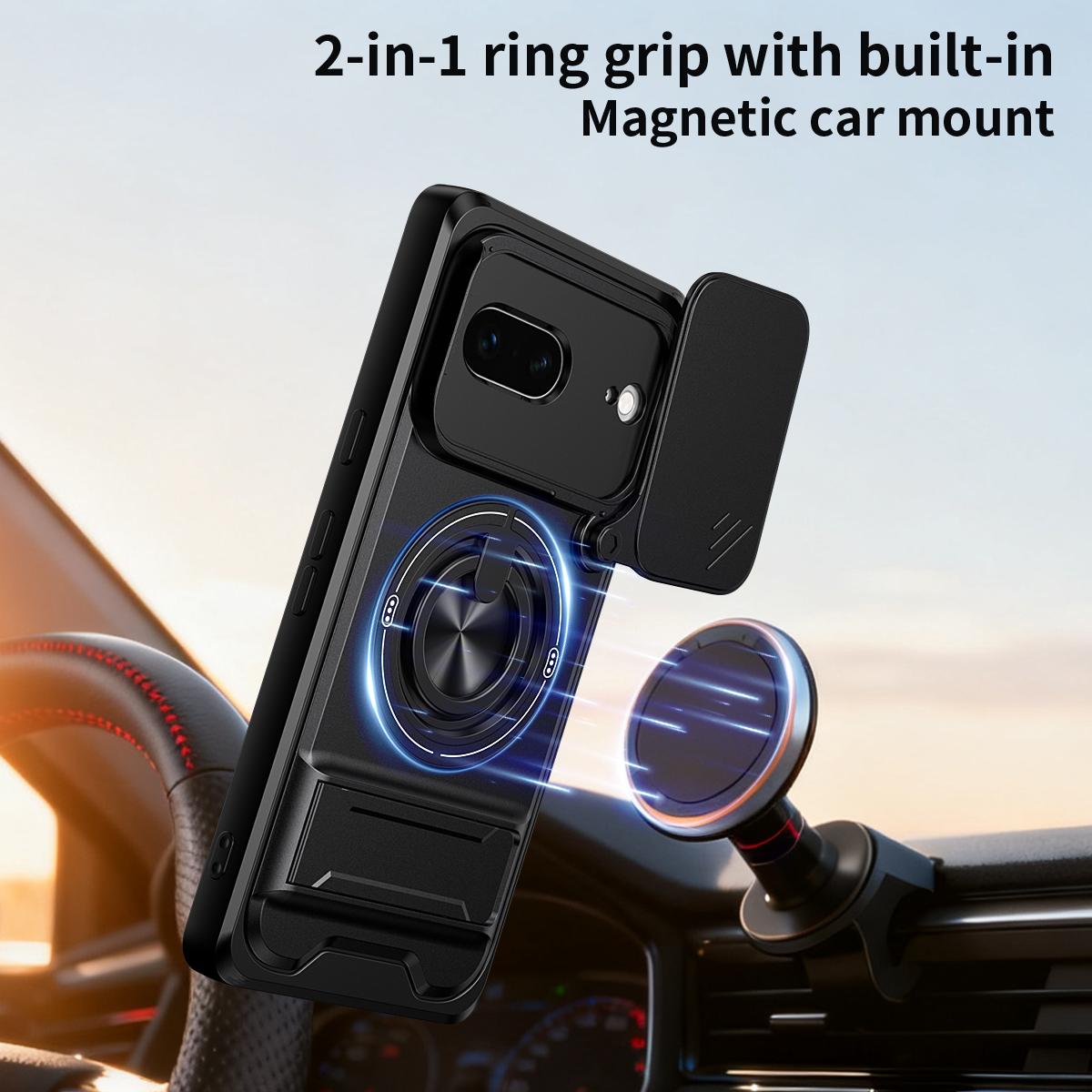 For Google Pixel 7 5G Lens Sliding Window Multifunctional Magnetic Shockproof Phone Case - Red - EDA009380005C