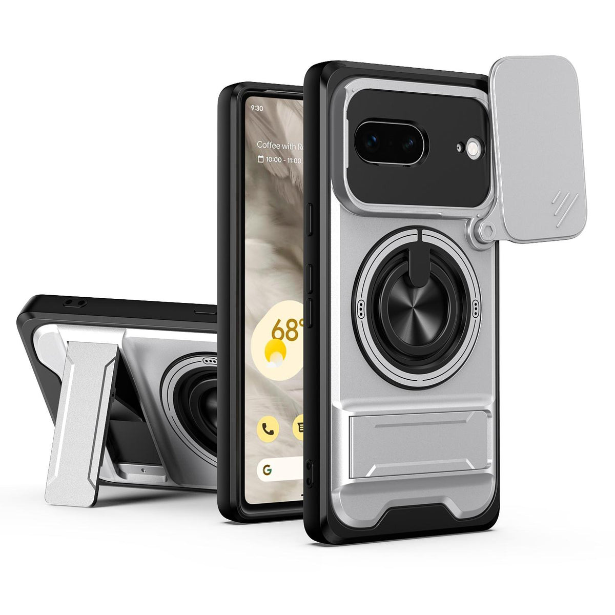 For Google Pixel 7 5G Lens Sliding Window Multifunctional Magnetic Shockproof Phone Case - Titanium Gray - EDA009380005D