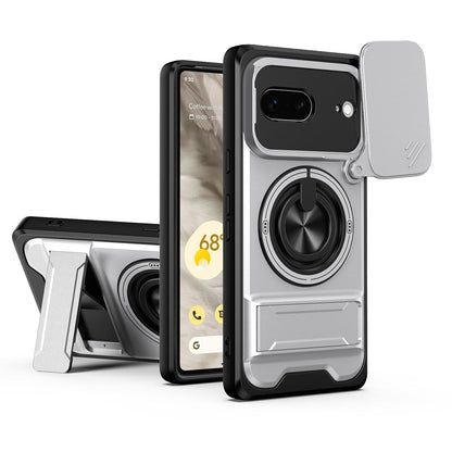 For Google Pixel 7 5G Lens Sliding Window Multifunctional Magnetic Shockproof Phone Case - Titanium Gray - EDA009380005D