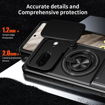 For Google Pixel 7 5G Lens Sliding Window Multifunctional Magnetic Shockproof Phone Case - Titanium Gray - EDA009380005D