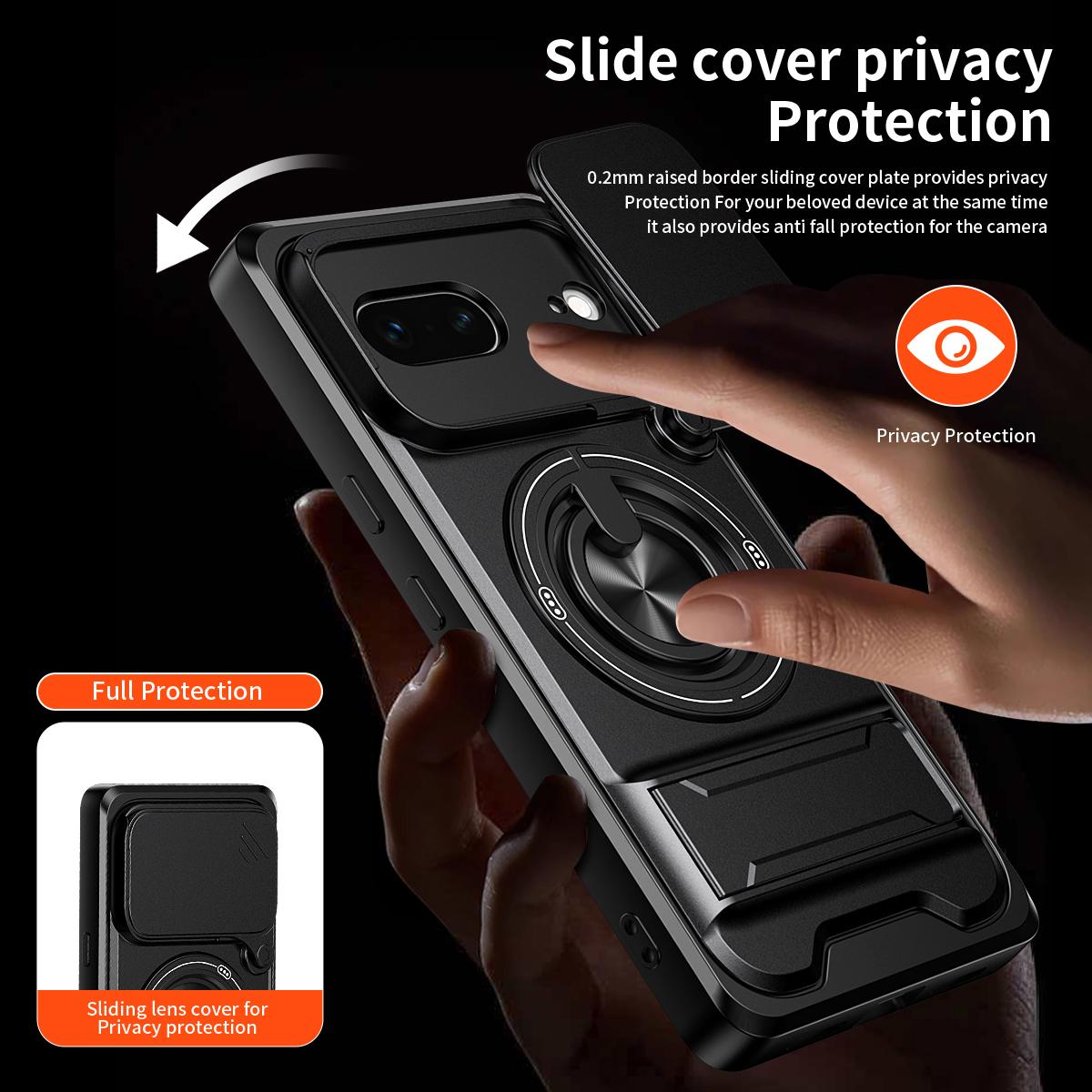 For Google Pixel 7 5G Lens Sliding Window Multifunctional Magnetic Shockproof Phone Case - Titanium Gray - EDA009380005D