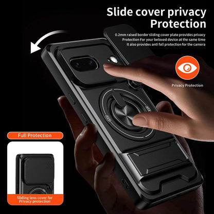 For Google Pixel 7 5G Lens Sliding Window Multifunctional Magnetic Shockproof Phone Case - Orange - EDA009380005E