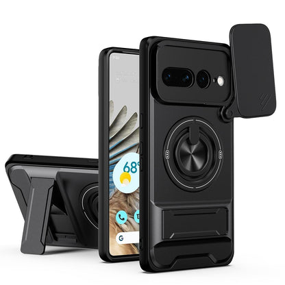 For Google Pixel 7 Pro 5G Lens Sliding Window Multifunctional Magnetic Shockproof Phone Case - Black - EDA009380006B