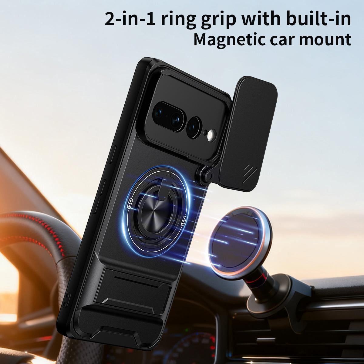 For Google Pixel 7 Pro 5G Lens Sliding Window Multifunctional Magnetic Shockproof Phone Case - Black - EDA009380006B