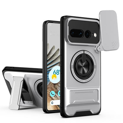 For Google Pixel 7 Pro 5G Lens Sliding Window Multifunctional Magnetic Shockproof Phone Case - Titanium Gray - EDA009380006D