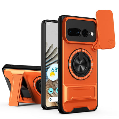 For Google Pixel 7 Pro 5G Lens Sliding Window Multifunctional Magnetic Shockproof Phone Case - Orange - EDA009380006E