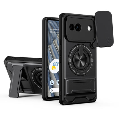 For Google Pixel 7a Lens Sliding Window Multifunctional Magnetic Shockproof Phone Case - Black - EDA009380007B