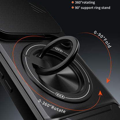 For Google Pixel 7a Lens Sliding Window Multifunctional Magnetic Shockproof Phone Case - Black - EDA009380007B