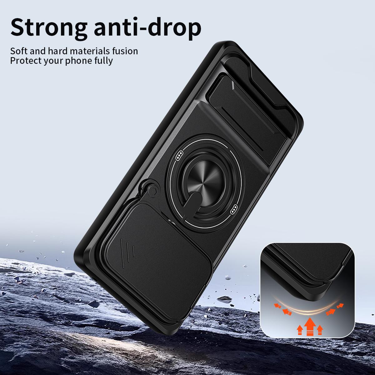For Google Pixel 7a Lens Sliding Window Multifunctional Magnetic Shockproof Phone Case - Red - EDA009380007C
