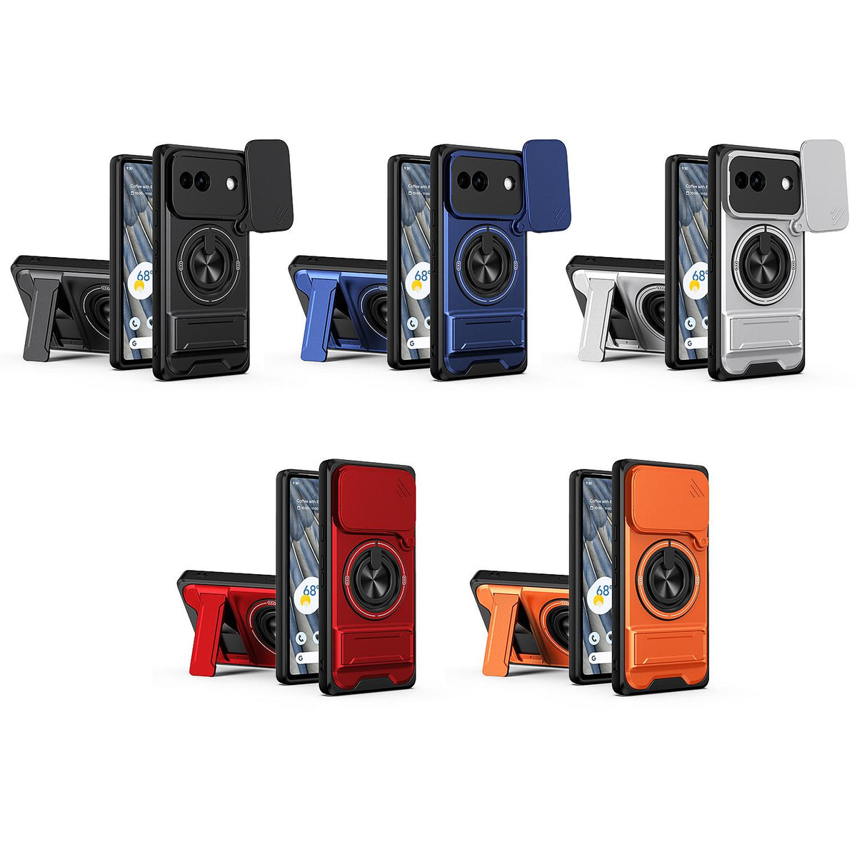 For Google Pixel 7a Lens Sliding Window Multifunctional Magnetic Shockproof Phone Case - Titanium Gray - EDA009380007D