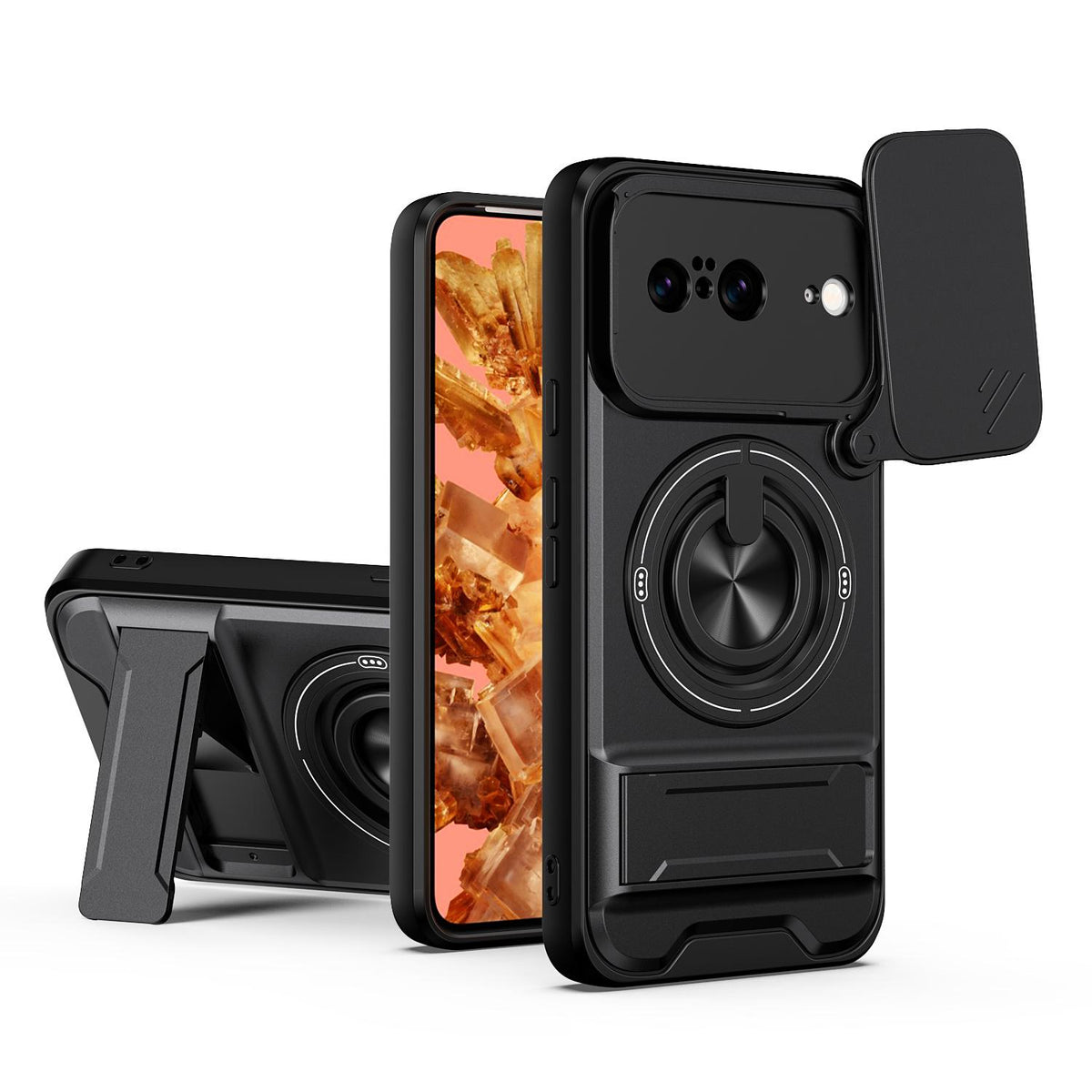 For Google Pixel 8 Lens Sliding Window Multifunctional Magnetic Shockproof Phone Case - Black - EDA009380008B
