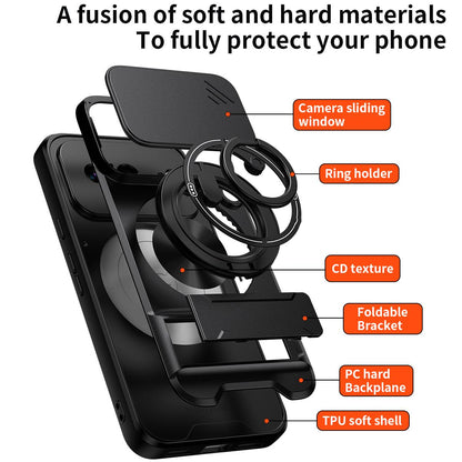 For Google Pixel 8 Lens Sliding Window Multifunctional Magnetic Shockproof Phone Case - Black - EDA009380008B