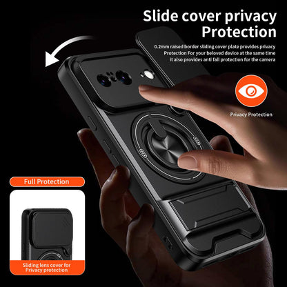 For Google Pixel 8 Lens Sliding Window Multifunctional Magnetic Shockproof Phone Case - Red - EDA009380008C
