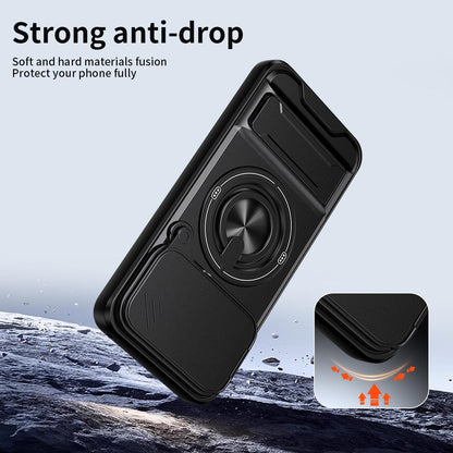 For Google Pixel 8 Lens Sliding Window Multifunctional Magnetic Shockproof Phone Case - Titanium Gray - EDA009380008D