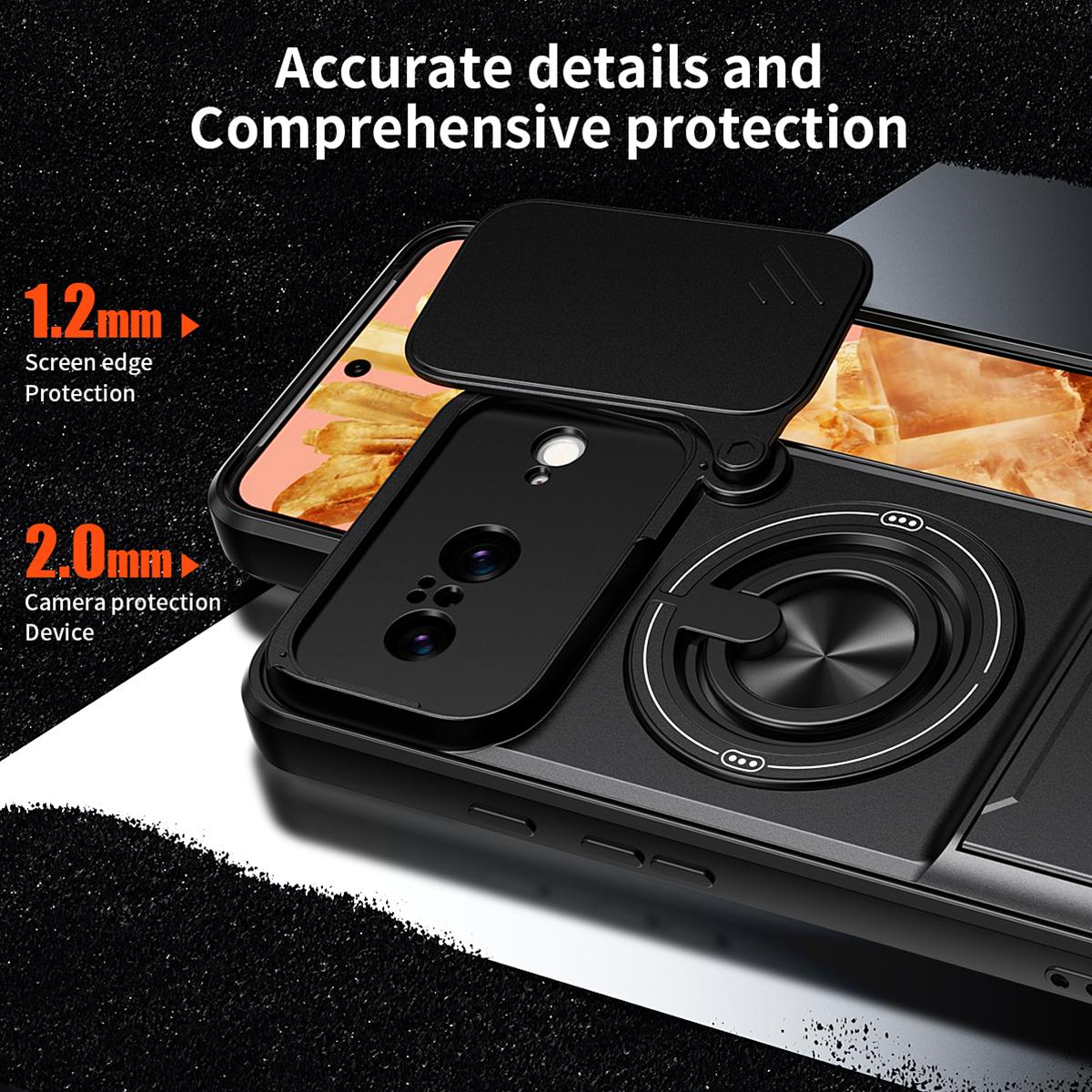 For Google Pixel 8 Lens Sliding Window Multifunctional Magnetic Shockproof Phone Case - Titanium Gray - EDA009380008D