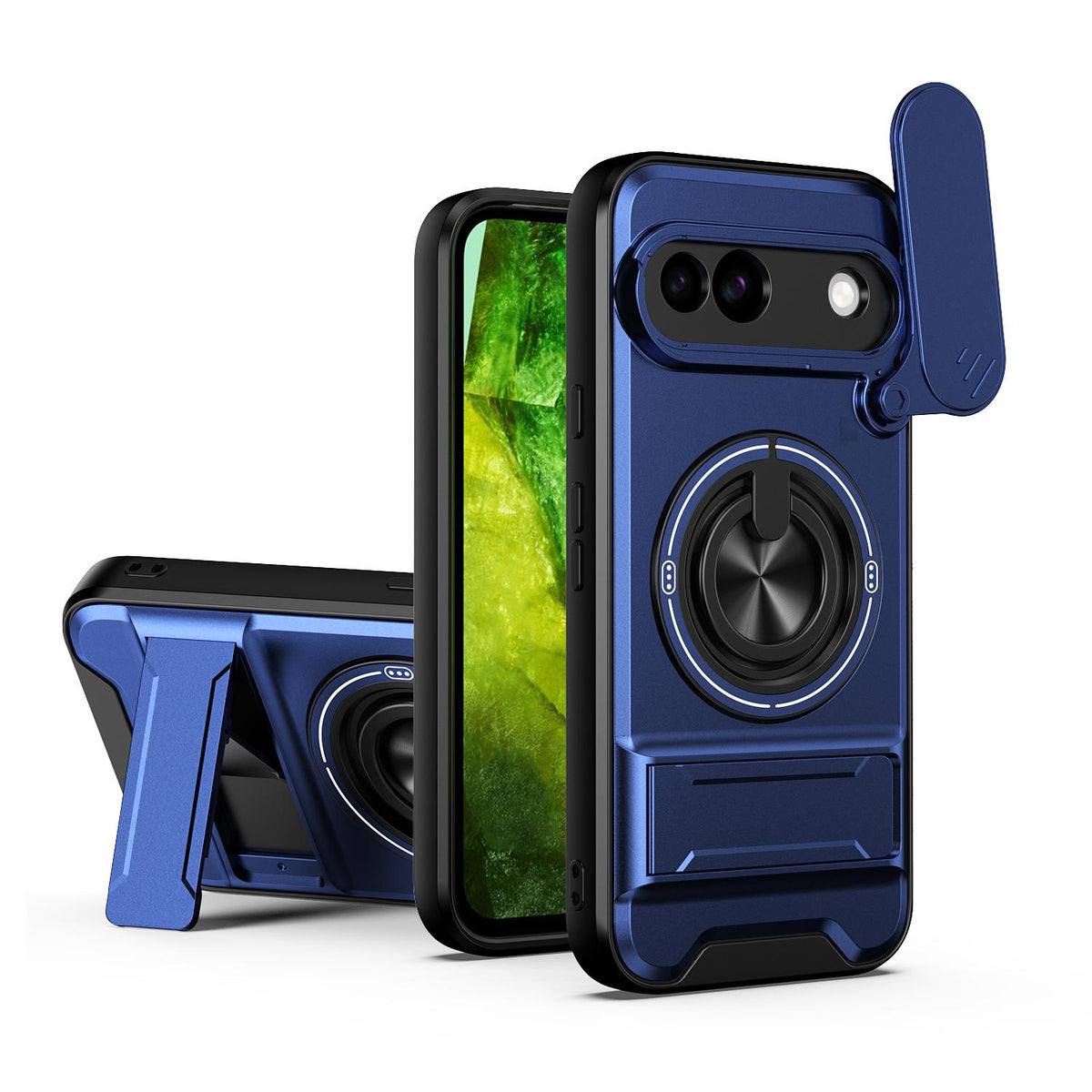 For Google Pixel 8a Lens Sliding Window Multifunctional Magnetic Shockproof Phone Case - Royal Blue - EDA009380010A