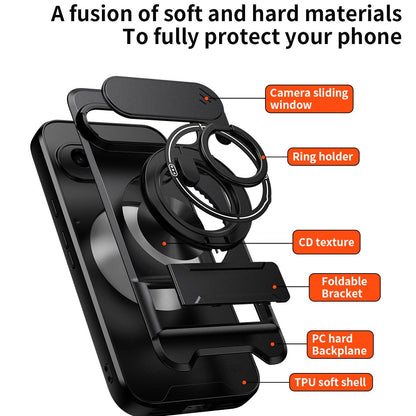 For Google Pixel 8a Lens Sliding Window Multifunctional Magnetic Shockproof Phone Case - Red - EDA009380010C