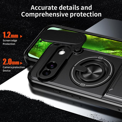 For Google Pixel 8a Lens Sliding Window Multifunctional Magnetic Shockproof Phone Case - Red - EDA009380010C