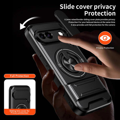 For Google Pixel 8a Lens Sliding Window Multifunctional Magnetic Shockproof Phone Case - Red - EDA009380010C