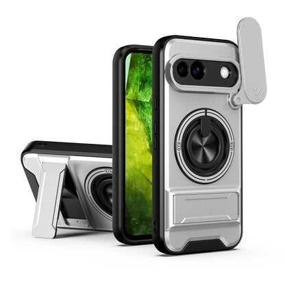 For Google Pixel 8a Lens Sliding Window Multifunctional Magnetic Shockproof Phone Case - Titanium Gray - EDA009380010D