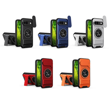 For Google Pixel 8a Lens Sliding Window Multifunctional Magnetic Shockproof Phone Case - Titanium Gray - EDA009380010D
