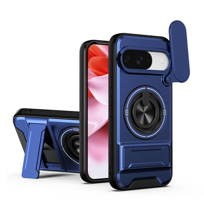 For Google Pixel 9 Lens Sliding Window Multifunctional Magnetic Shockproof Phone Case - Royal Blue - EDA009380012A