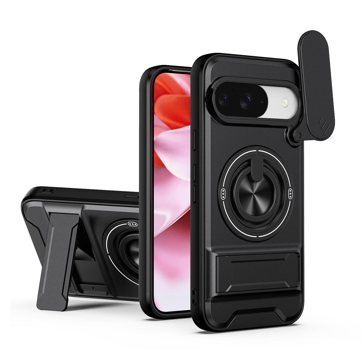For Google Pixel 9 Lens Sliding Window Multifunctional Magnetic Shockproof Phone Case - Black - EDA009380012B