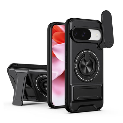 For Google Pixel 9 Lens Sliding Window Multifunctional Magnetic Shockproof Phone Case - Black - EDA009380012B