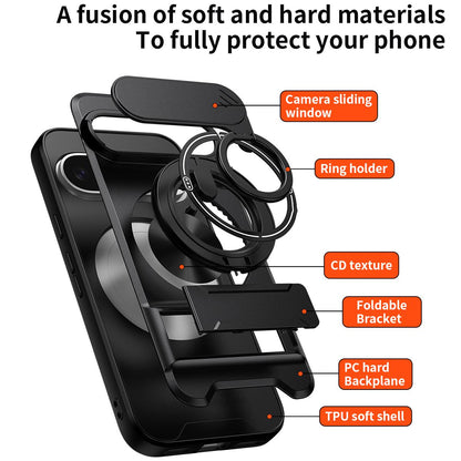 For Google Pixel 9 Lens Sliding Window Multifunctional Magnetic Shockproof Phone Case - Black - EDA009380012B