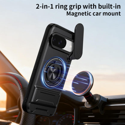 For Google Pixel 9 Lens Sliding Window Multifunctional Magnetic Shockproof Phone Case - Red - EDA009380012C