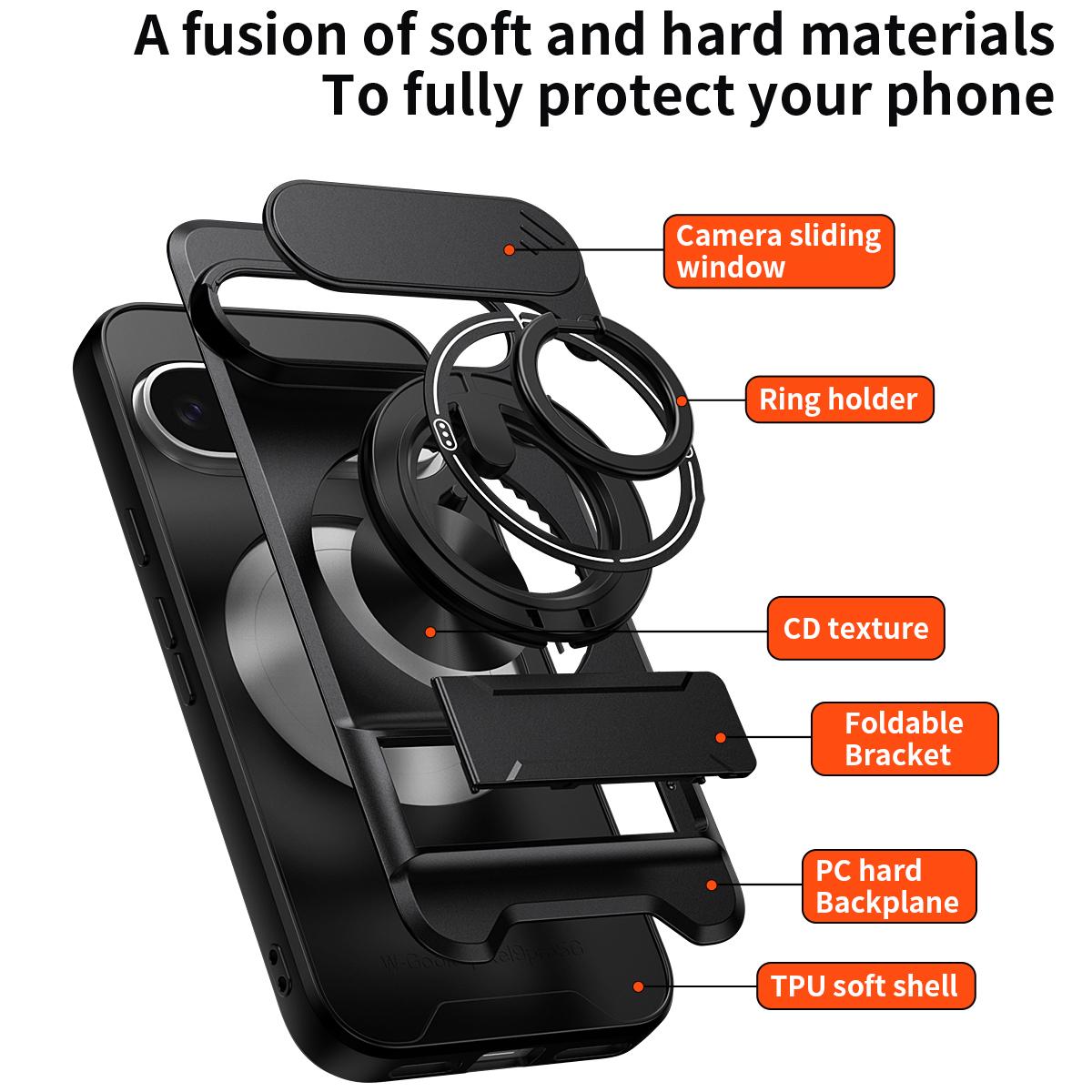 For Google Pixel 9 Lens Sliding Window Multifunctional Magnetic Shockproof Phone Case - Titanium Gray - EDA009380012D