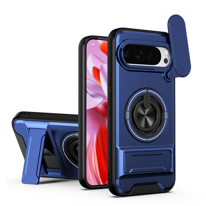 For Google Pixel 9 Pro XL 5G Lens Sliding Window Multifunctional Magnetic Shockproof Phone Case - Royal Blue - EDA009380013A