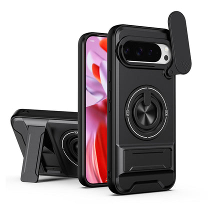 For Google Pixel 9 Pro XL 5G Lens Sliding Window Multifunctional Magnetic Shockproof Phone Case - Black - EDA009380013B