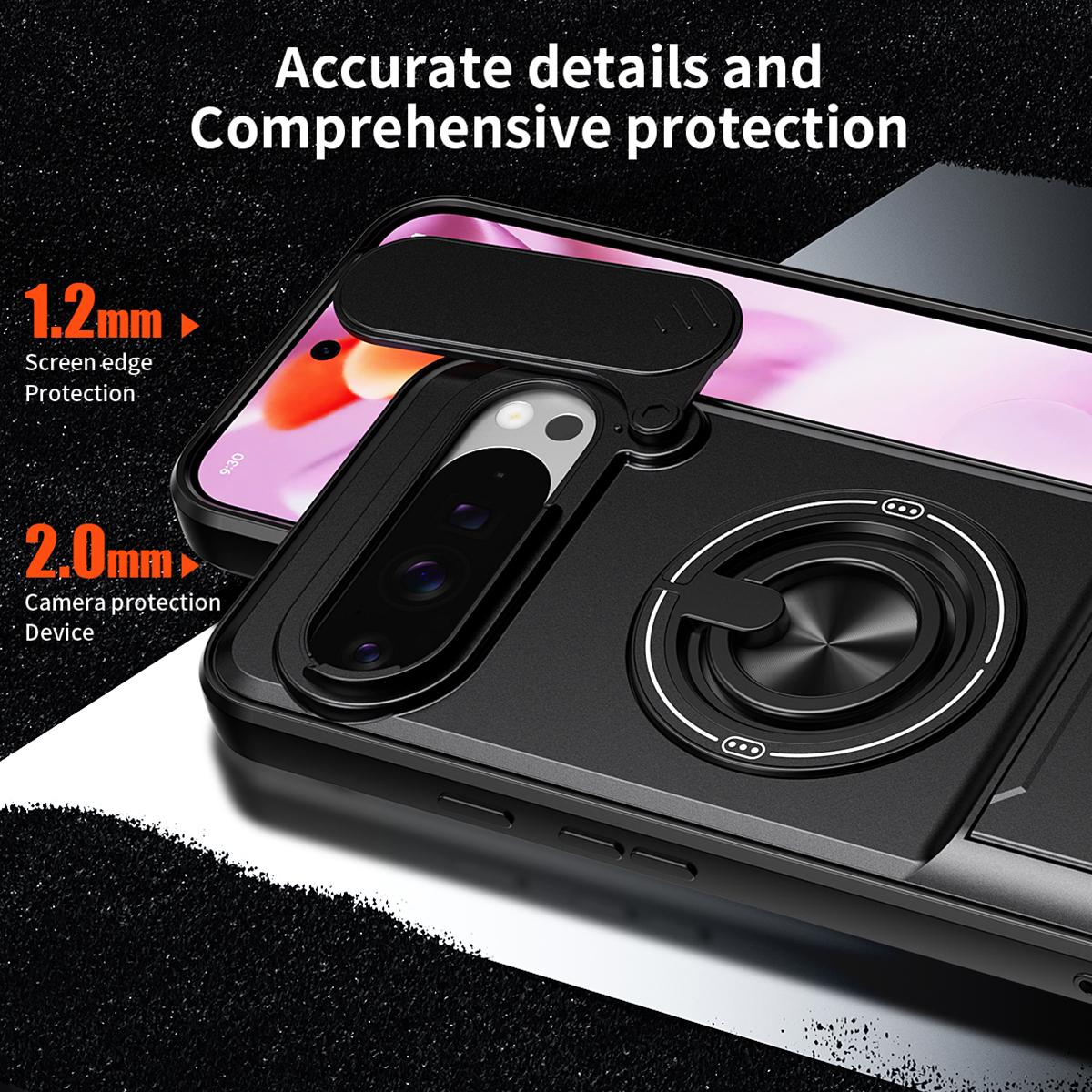 For Google Pixel 9 Pro XL 5G Lens Sliding Window Multifunctional Magnetic Shockproof Phone Case - Red - EDA009380013C