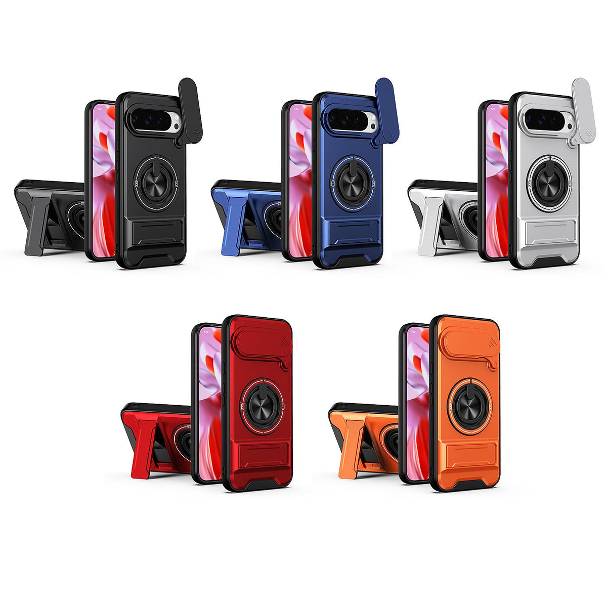For Google Pixel 9 Pro XL 5G Lens Sliding Window Multifunctional Magnetic Shockproof Phone Case - Titanium Gray - EDA009380013D