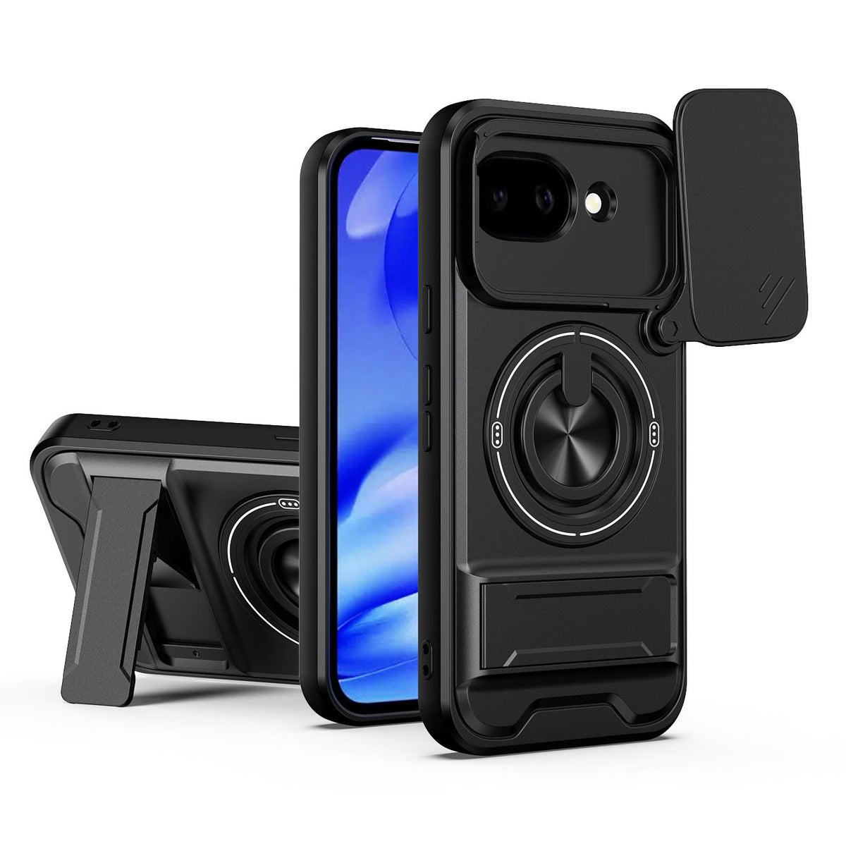 For Google Pixel 10a Lens Sliding Window Multifunctional Magnetic Shockproof Phone Case - Black - EDA009380014B