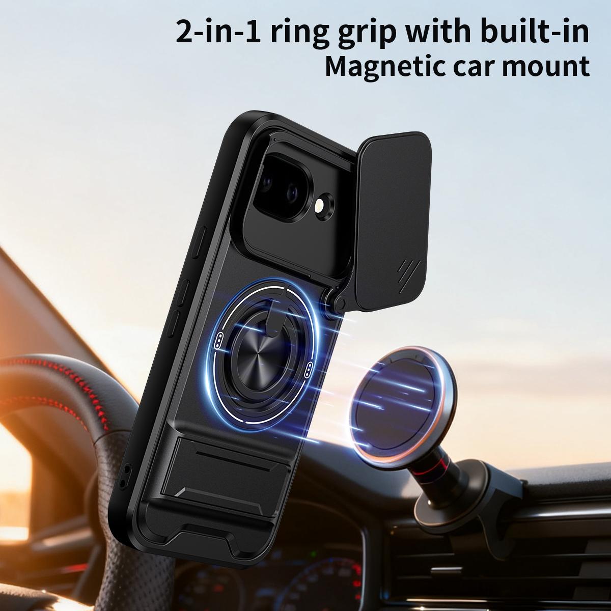 For Google Pixel 10a Lens Sliding Window Multifunctional Magnetic Shockproof Phone Case - Black - EDA009380014B