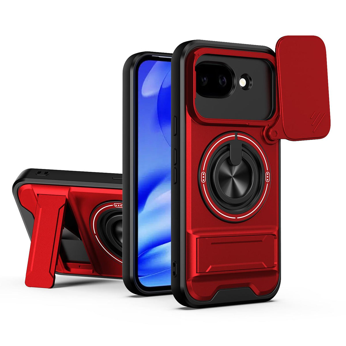 For Google Pixel 10a Lens Sliding Window Multifunctional Magnetic Shockproof Phone Case - Red - EDA009380014C