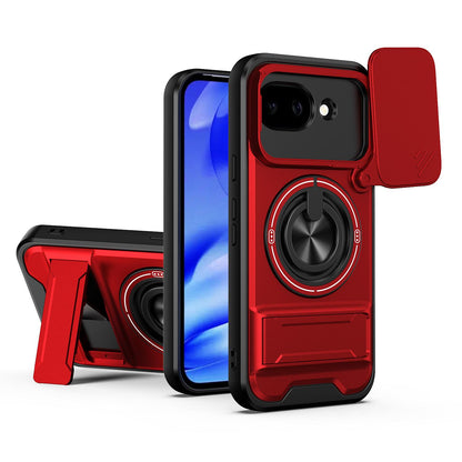 For Google Pixel 10a Lens Sliding Window Multifunctional Magnetic Shockproof Phone Case - Red - EDA009380014C