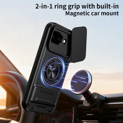 For Google Pixel 10a Lens Sliding Window Multifunctional Magnetic Shockproof Phone Case - Red - EDA009380014C