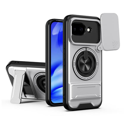 For Google Pixel 10a Lens Sliding Window Multifunctional Magnetic Shockproof Phone Case - Titanium Gray - EDA009380014D