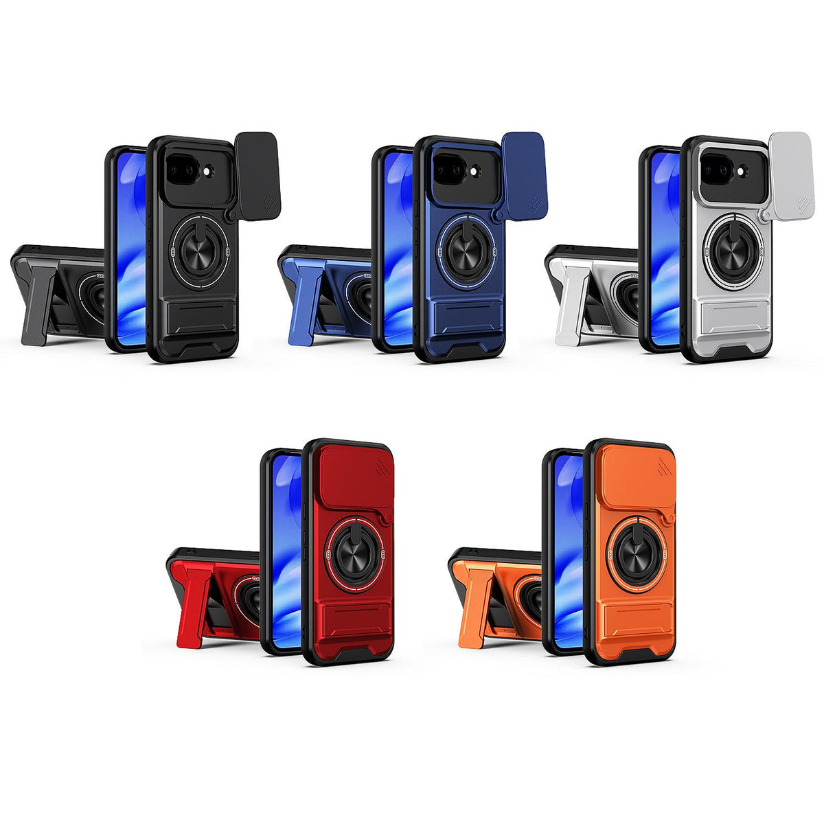 For Google Pixel 10a Lens Sliding Window Multifunctional Magnetic Shockproof Phone Case - Titanium Gray - EDA009380014D