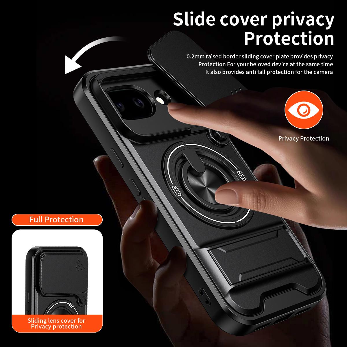 For Google Pixel 10a Lens Sliding Window Multifunctional Magnetic Shockproof Phone Case - Titanium Gray - EDA009380014D