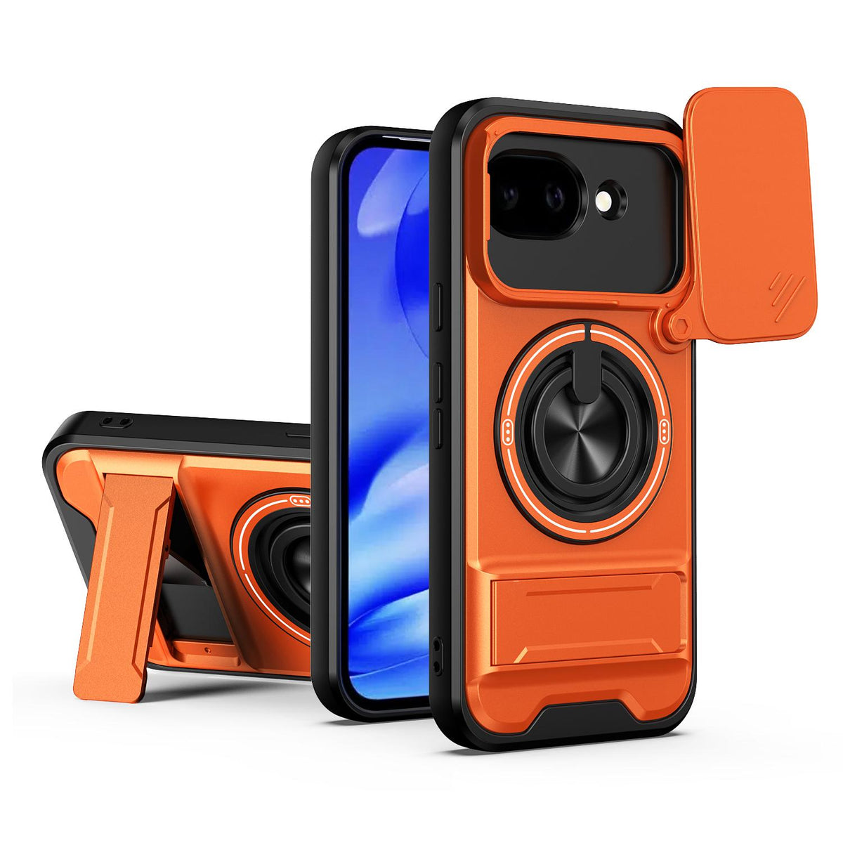 For Google Pixel 10a Lens Sliding Window Multifunctional Magnetic Shockproof Phone Case - Orange - EDA009380014E