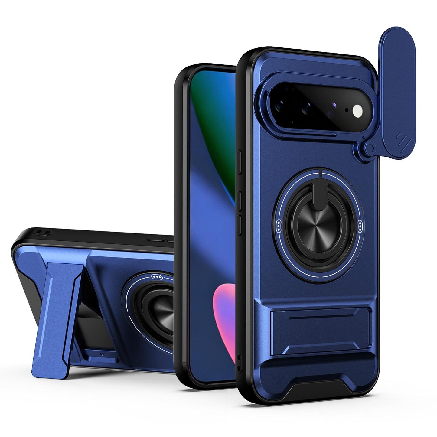 For Google Pixel 11 Pro XL Lens Sliding Window Multifunctional Magnetic Shockproof Phone Case(Royal Blue)