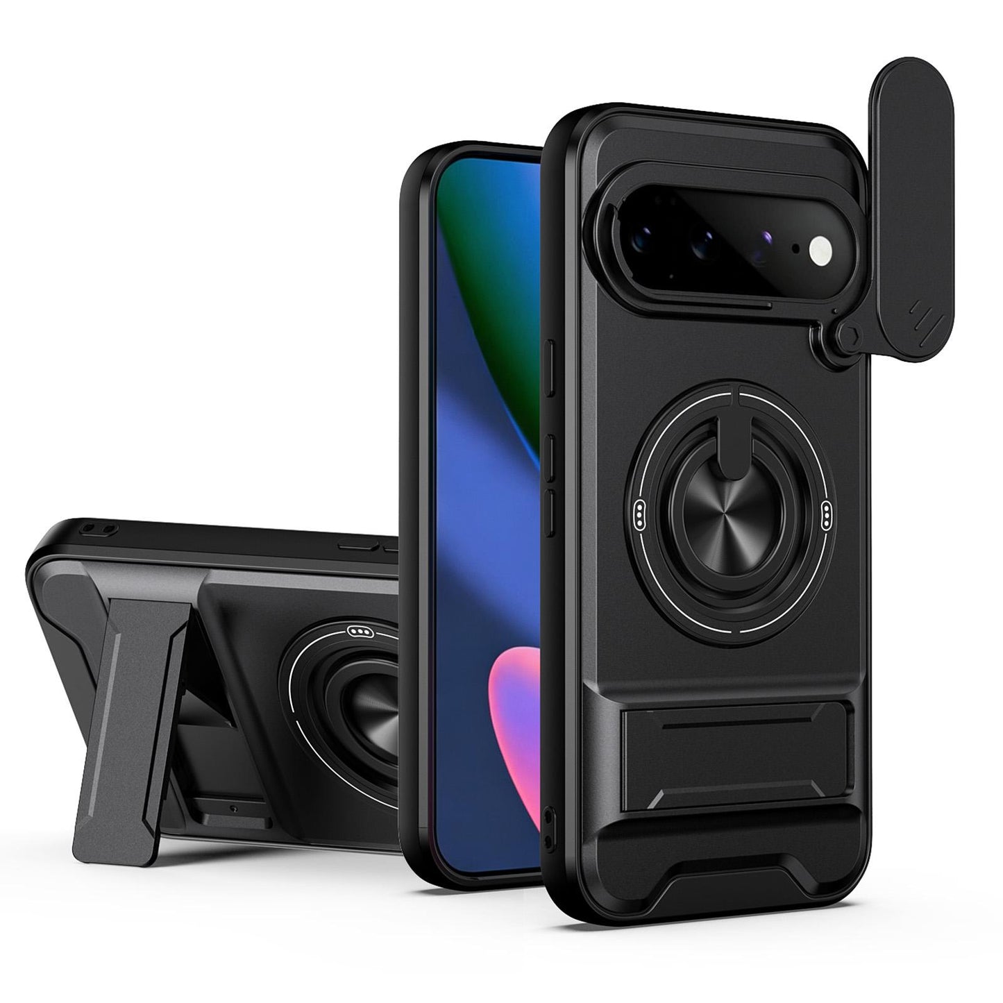For Google Pixel 11 Pro XL Lens Sliding Window Multifunctional Magnetic Shockproof Phone Case(Black)